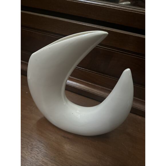 VINTAGE MID CENTURY MODERN WHITE ABSTRACT IKEBANA POTTERY SCULPTURE VASE JAPAN - Picture 2 of 7